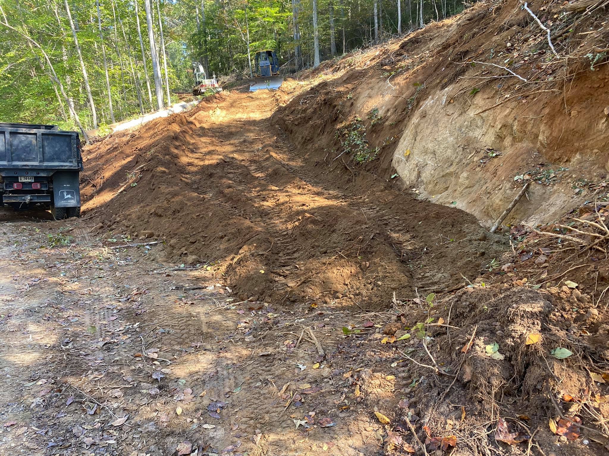 New road cut through hillside